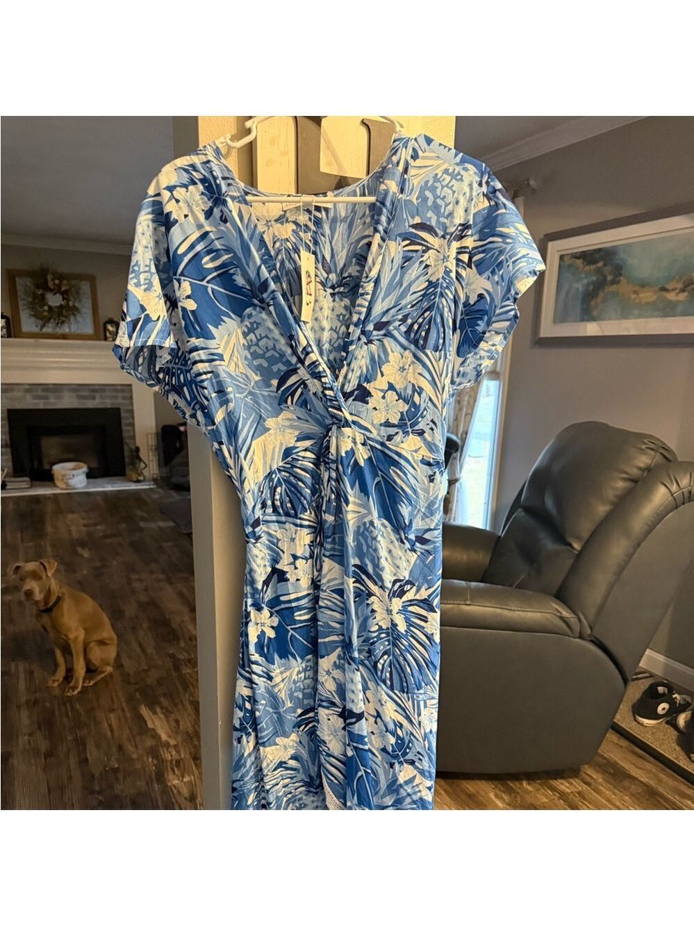 NWT America and Beyond Blue and White Floral Dress Small
